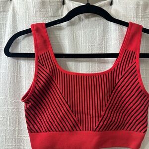 Fabletics Red and Black Striped Women's Sports Bra